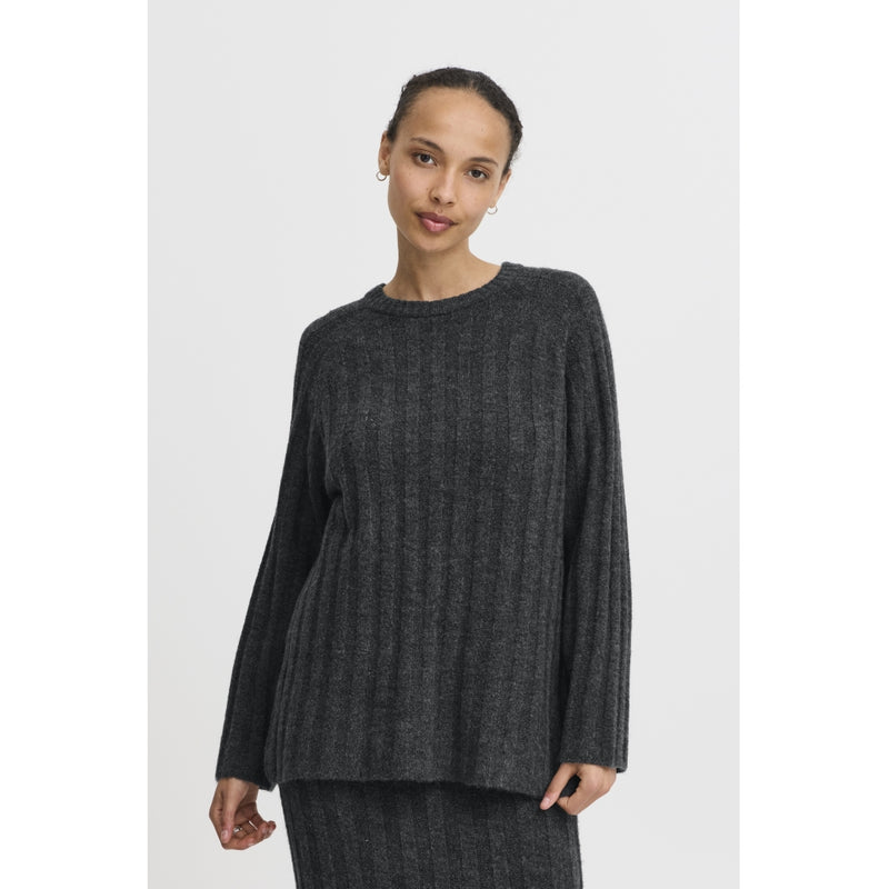 b.young B.YOUNG dame strik BYMARIANNE Sweatshirt Dark grey melange