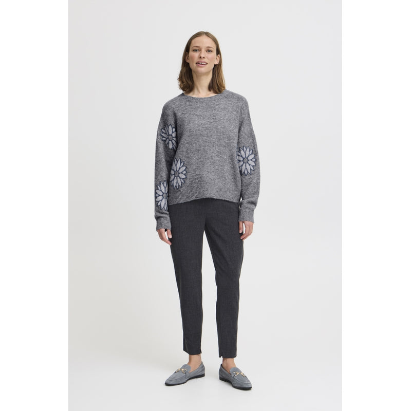 b.young B.YOUNG dame strik BYOMEA Knit Mid Grey Melange