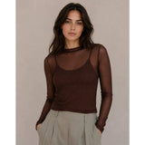 Black Colour BLACK COLOUR dame mesh BCJESSIE Blouse Coffee