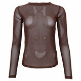 Black Colour BLACK COLOUR dame mesh BCJESSIE Blouse Coffee