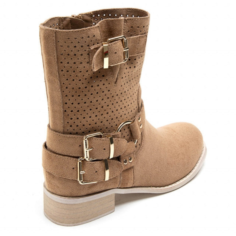 SHOES Malou dame bikerstøvler 9636A Shoes Camel