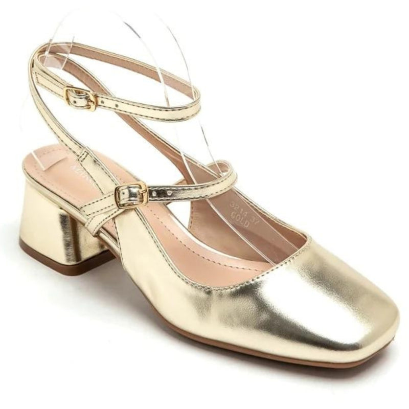 SHOES Inge dame ballerina med hæl 3214 Shoes Gold