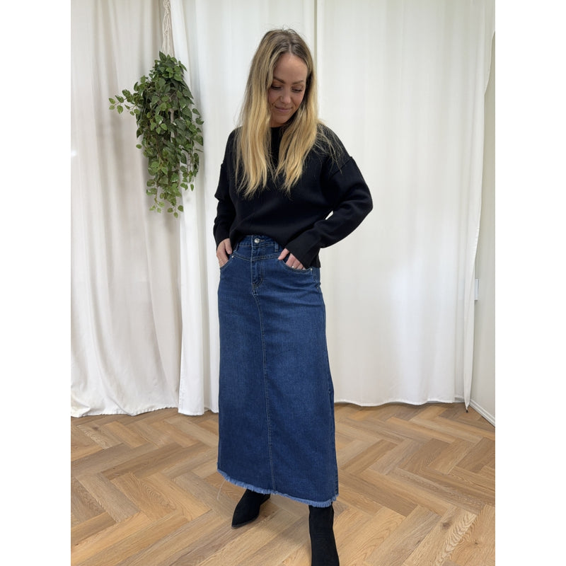 Jewelly Jewelly dame nederdel JW723 Skirt Denim