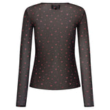Liberté LIBERTÉ dame bluse MESH Blouse BLACK RED HEARTS