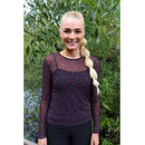 Liberté LIBERTÉ dame bluse MESH Blouse BLACK RED HEARTS