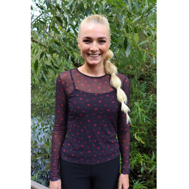Liberté LIBERTÉ dame bluse MESH Blouse BLACK RED HEARTS