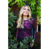 Liberté LIBERTÉ dame bluse MESH Blouse Black bordeaux flower