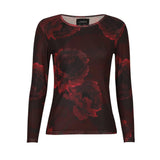Liberté LIBERTÉ dame bluse MESH Blouse Black bordeaux flower