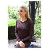 Liberté LIBERTÉ dame bluse MESH Blouse DARK BROWN BIG FLOCK DOT