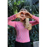 Liberté LIBERTÉ dame bluse MESH Blouse PINK RED FLOCK HEART