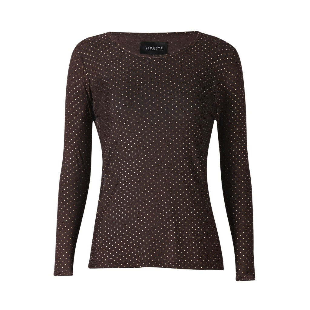 LIBERTÉ dam blus MESH - DARK BROWN BIG FLOCK DOT main image 1