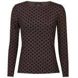 Liberté LIBERTÈ dame mesh LS Blouse DARK BROWN MEDIUM HEART