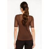 Liberté LIBERTÉ dame t-shirt MESH DOT T-shirt Dark Brown