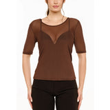 Liberté LIBERTÉ dame t-shirt MESH T-shirt Dark Brown