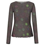 Liberté Liberte dame langærmet mesh top 4086 Top night sky multicolor