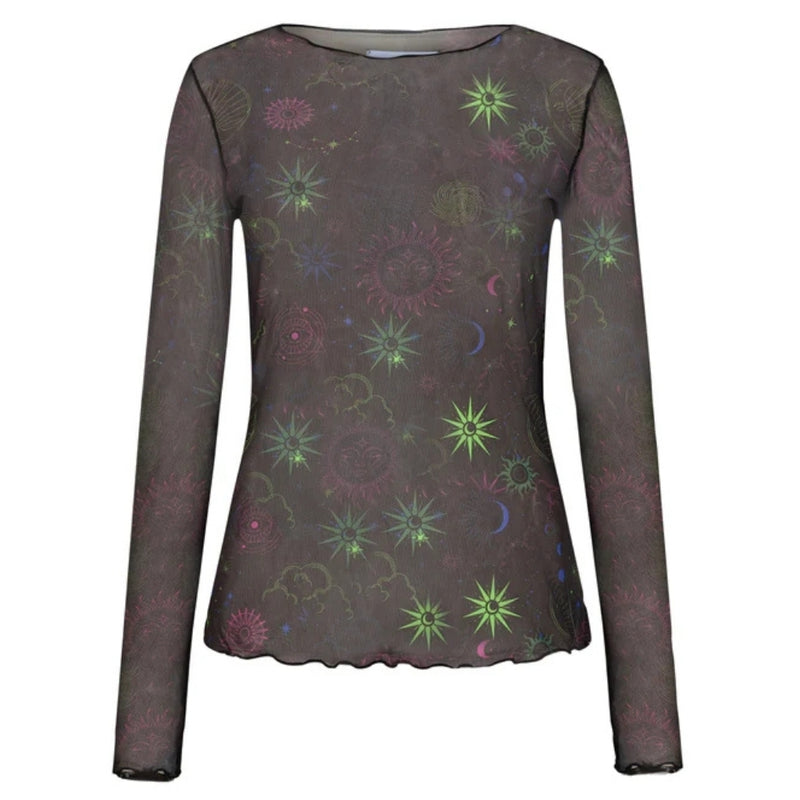 Liberté Liberte dame langærmet mesh top 4086 Top night sky multicolor