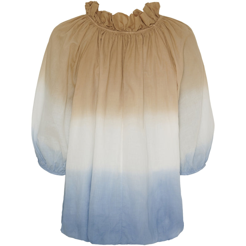 MARTA DU CHATEAU Marta Du Chateau dame bluse MdcBrynhildur Restudsalg Camello/Blue