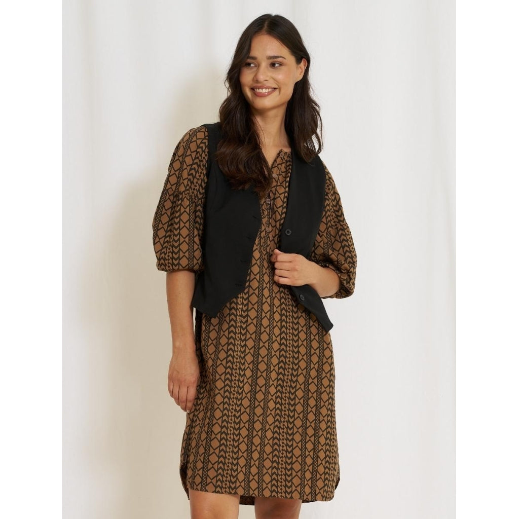 Marta Du Chateau dame kjole MdcEllie 5879 - Camel/Black