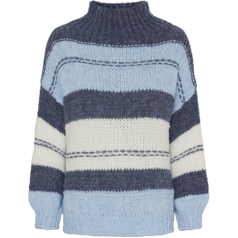 MARTA DU CHATEAU Marta Du Chateau dame strik MdcMaddy Knit Lightblue/Jeans/White