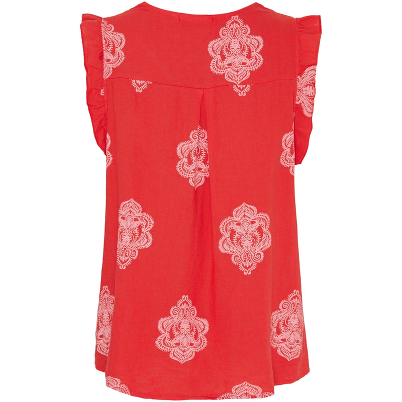 MARTA DU CHATEAU Marta Du Chateau dame top MdcElke Top Red/WhitePrint