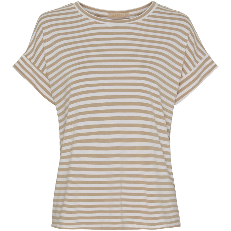 MARTA DU CHATEAU Marta Du Chateau dame t-shirt 85356 T-shirt White/Beige Stripe