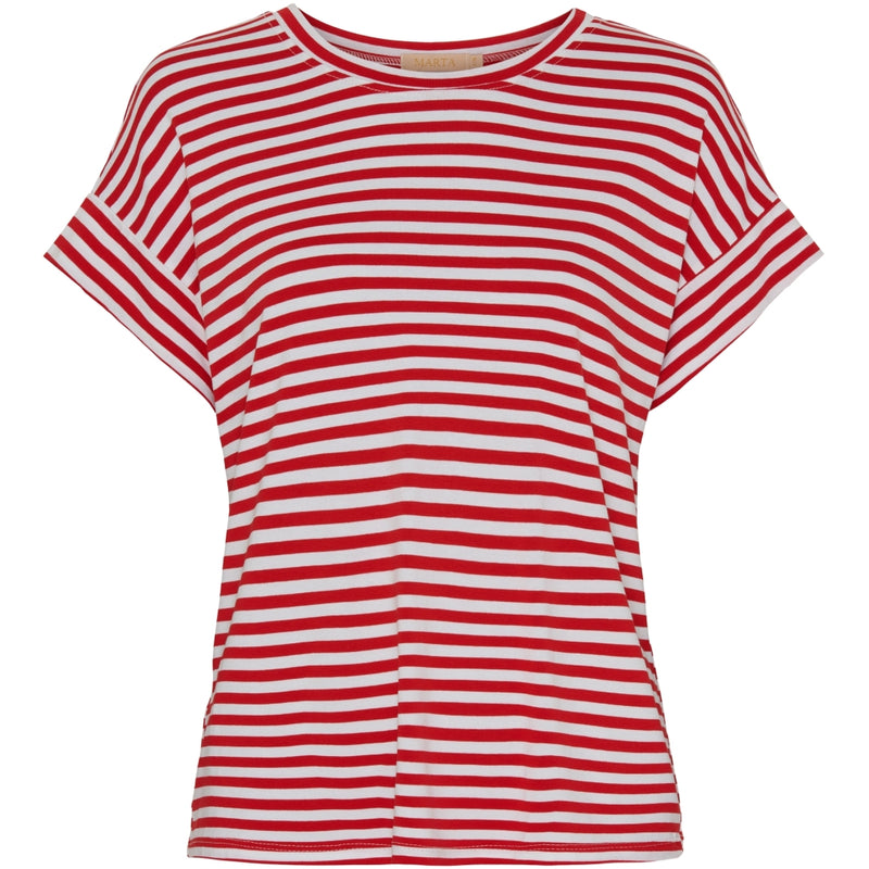 MARTA DU CHATEAU Marta Du Chateau dame t-shirt 85356 T-shirt White/Rosso Stripe