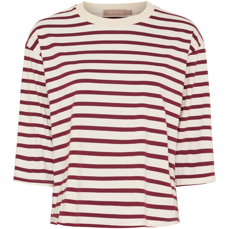 MARTA DU CHATEAU Marta du Chateau dame T-Shirt MdcBrooklyn 58351 T-shirt Beige/Bordeaux