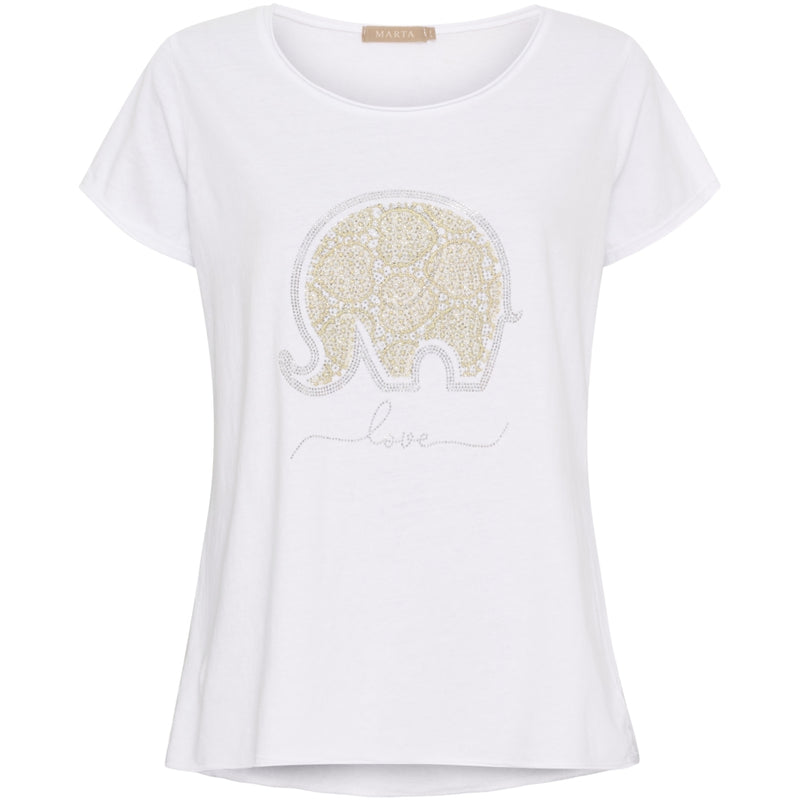 MARTA DU CHATEAU Marta du Chateau dame T-shirt MdcMarie 1535 T-shirt White Love Elephant