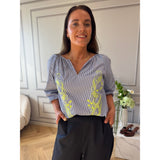 MARTA DU CHATEAU Marta du Chateau dame bluse MdcBrooke 8200 Blouse Navy/Yellow