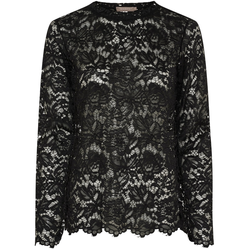 Marta du Chateau dame langærmet blonde t-shirt MdcMilley 7707 - Black