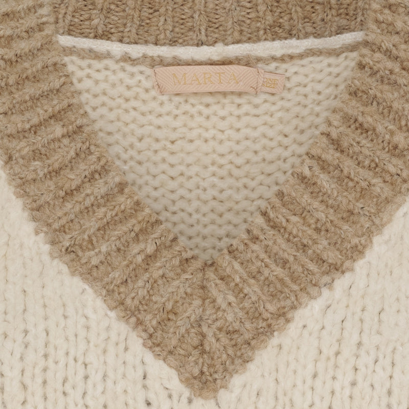 MARTA DU CHATEAU Marta du Chateau dame strik vest MdcMie 3371 Vest Beige/Camel/Orange