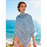 MARTA DU CHATEAU Marta du Chateau dame tørklæde MdcLeah FA37258 Scarf Light blue