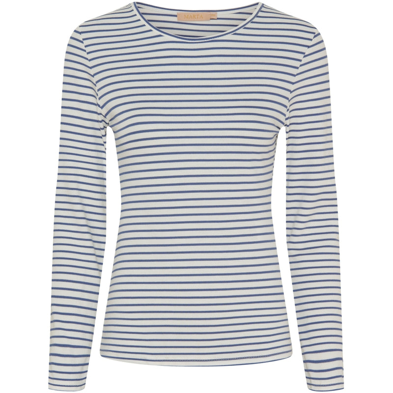 MARTA DU CHATEAU Marta du Chateau dame Langærmet T-shirt MdcNancy 6111 LS Tee Jeans/White