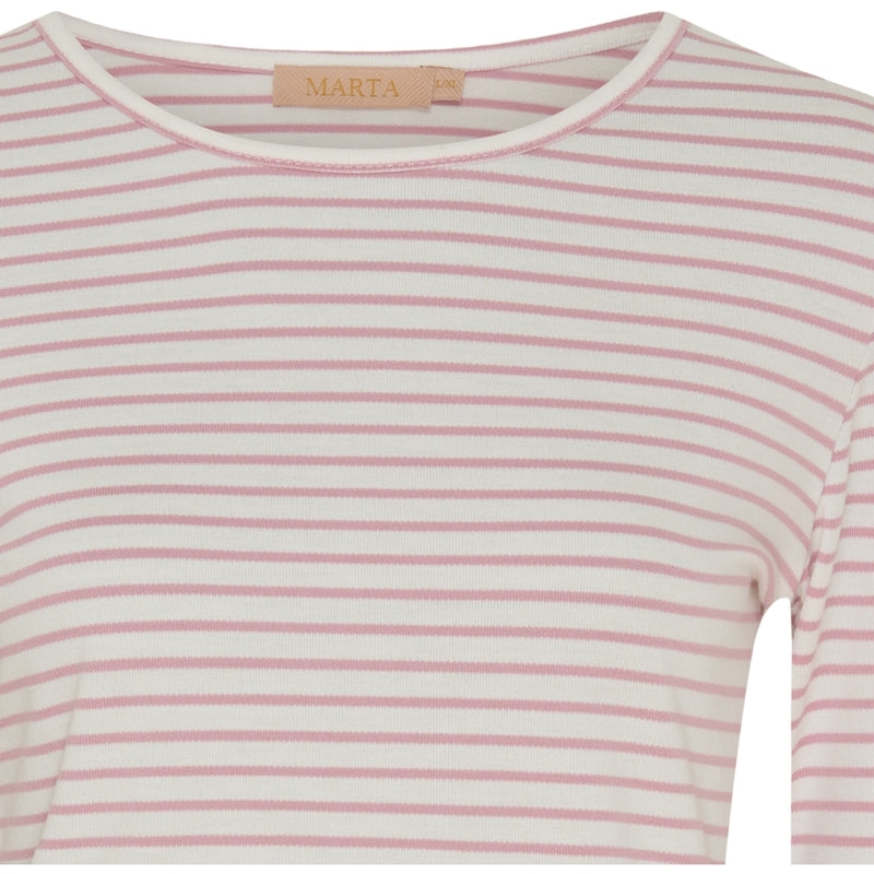 MARTA DU CHATEAU Marta du Chateau dame Langærmet T-shirt MdcNancy 6111 LS Tee Rose/white