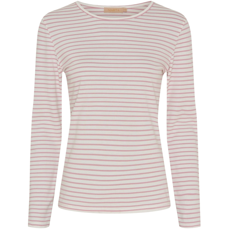 MARTA DU CHATEAU Marta du Chateau dame Langærmet T-shirt MdcNancy 6111 LS Tee Rose/white