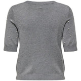 ONLY ONLY DAME STRIKTRØJE ONLVENICE Knit Light Grey Melange White Pearls