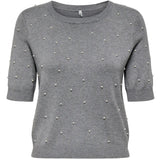 ONLY ONLY DAME STRIKTRØJE ONLVENICE Knit Light Grey Melange White Pearls