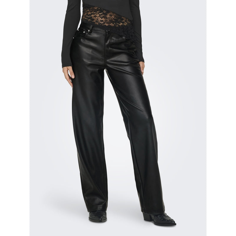 ONLY ONLY Dame Bukser FAUX LEATHER ONLKIRI Pant Black