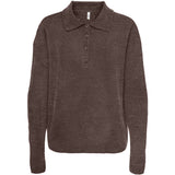 ONLY ONLY Dame Strik Polo ONLTALIO Knit Chocolate Martini Detail:Melange/DTM Horn Button