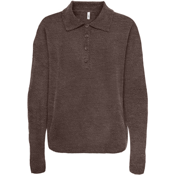 ONLY ONLY Dame Strik Polo ONLTALIO Knit Chocolate Martini Detail:Melange/DTM Horn Button
