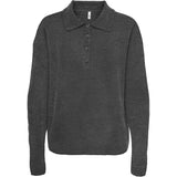 ONLY ONLY Dame Strik Polo ONLTALIO Knit Dark Grey Melange Detail:DTM Horn Button