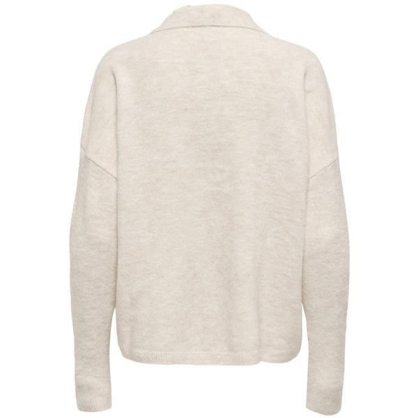 ONLY ONLY Dame Strik Polo ONLTALIO Knit Whitecap Gray Detail:Melange/DTM Horn Button