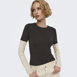 ONLY ONLY dame Top ONLELLI Blouse Chocolate Torte (Double layer) oatmeal