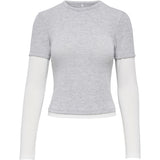 ONLY ONLY dame Top ONLELLI Blouse Light Grey Melange (Double layer) cd