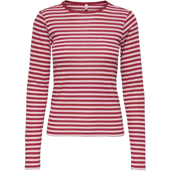 ONLY ONLY dame Top ONLELLI Top Salsa Stripes:Parfait pink