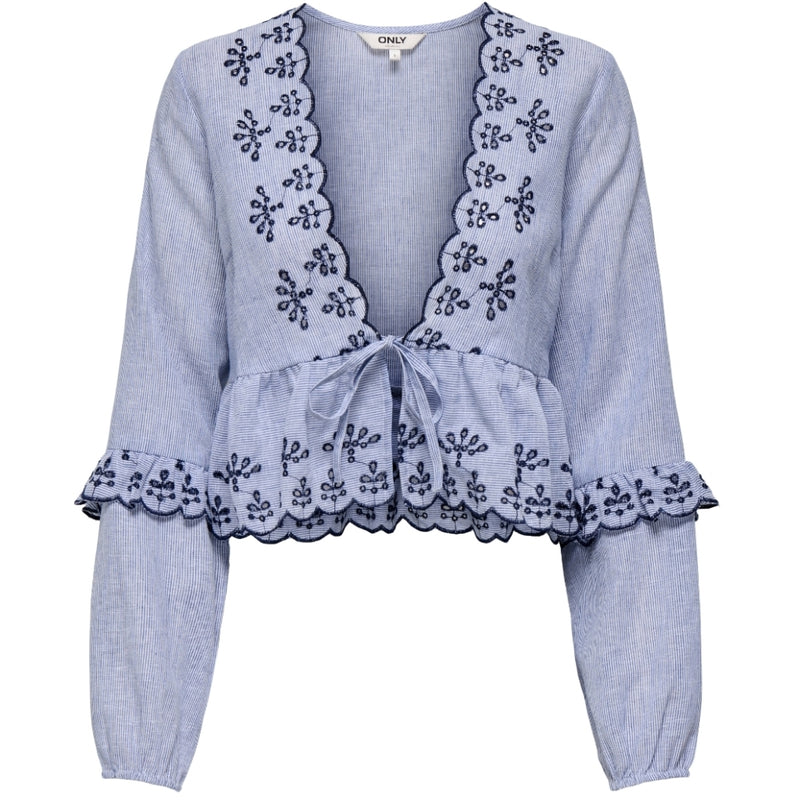 ONLY ONLY dame bluse ONLCAROLINE Shirt Bright White W NAVAL ACADEMY