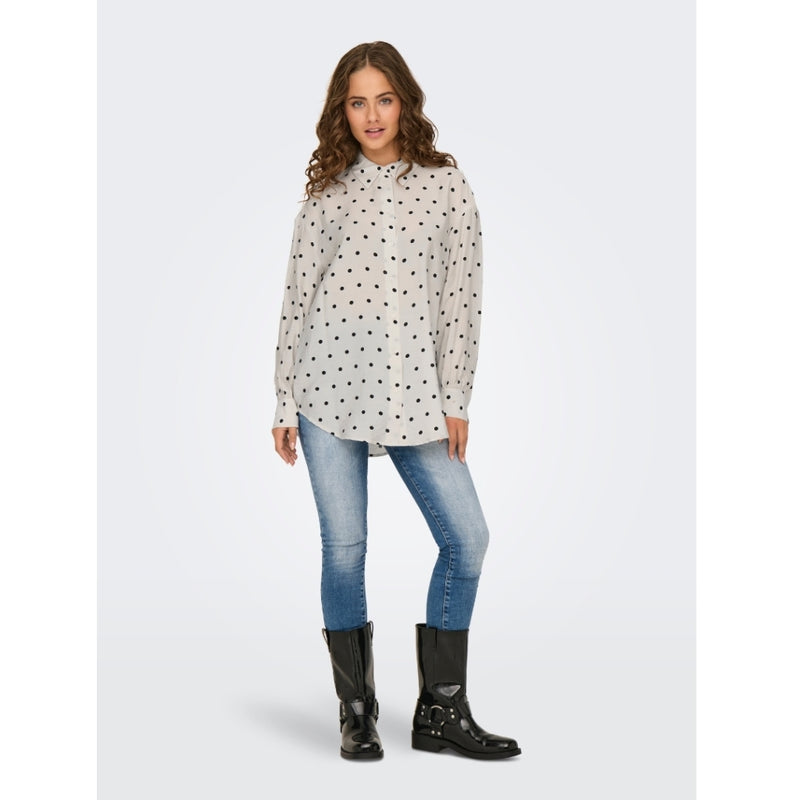 ONLY ONLY dame bluse ONLLILIAN Blouse Cloud Dancer BLACK DOTS