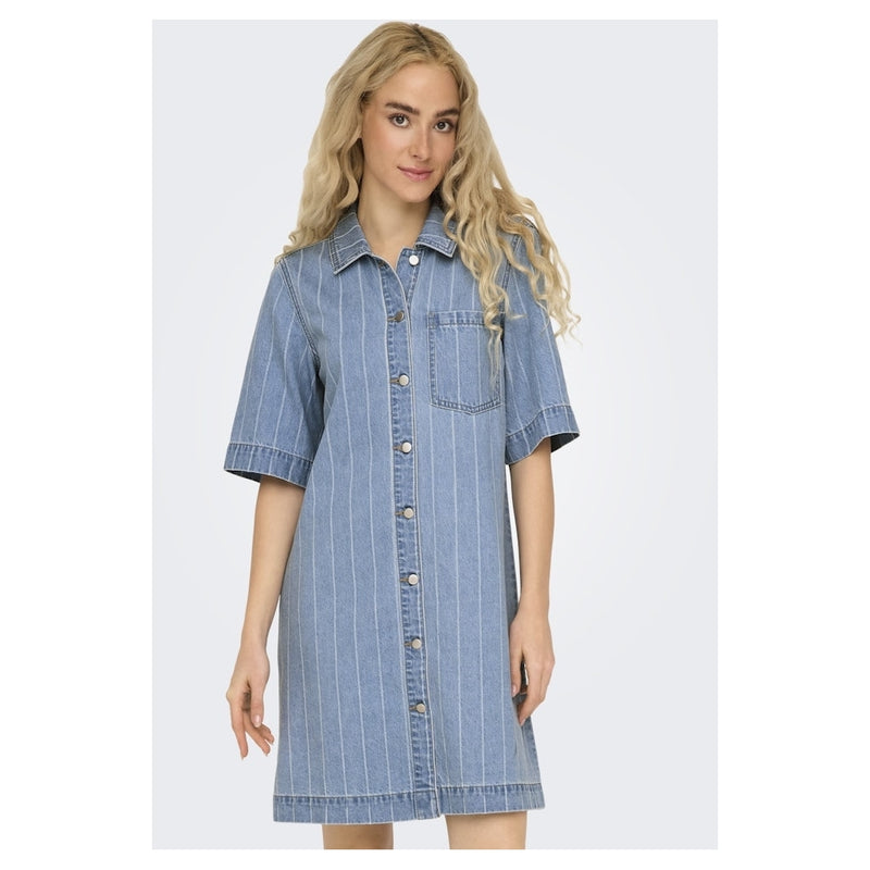 ONLY ONLY dame kjole ONLASTA Dress Light Blue Denim STRIPE