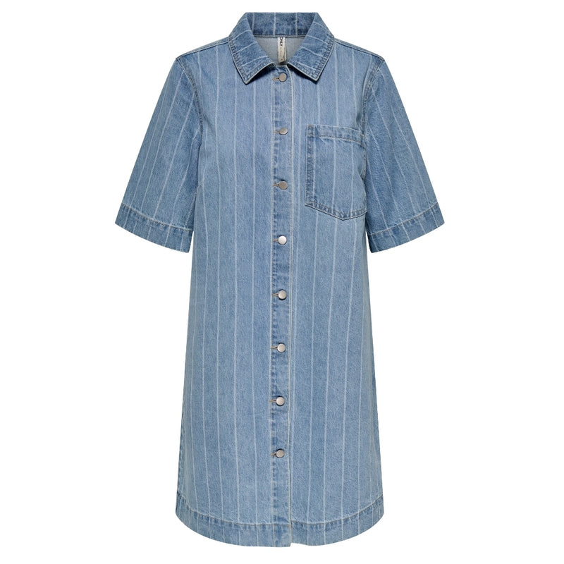 ONLY ONLY dame kjole ONLASTA Dress Light Blue Denim STRIPE