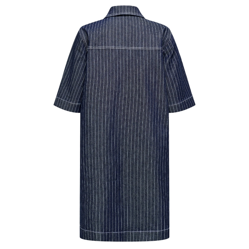 ONLY ONLY dame kjole ONLBELLE Dress Dark Blue Denim STRIPE